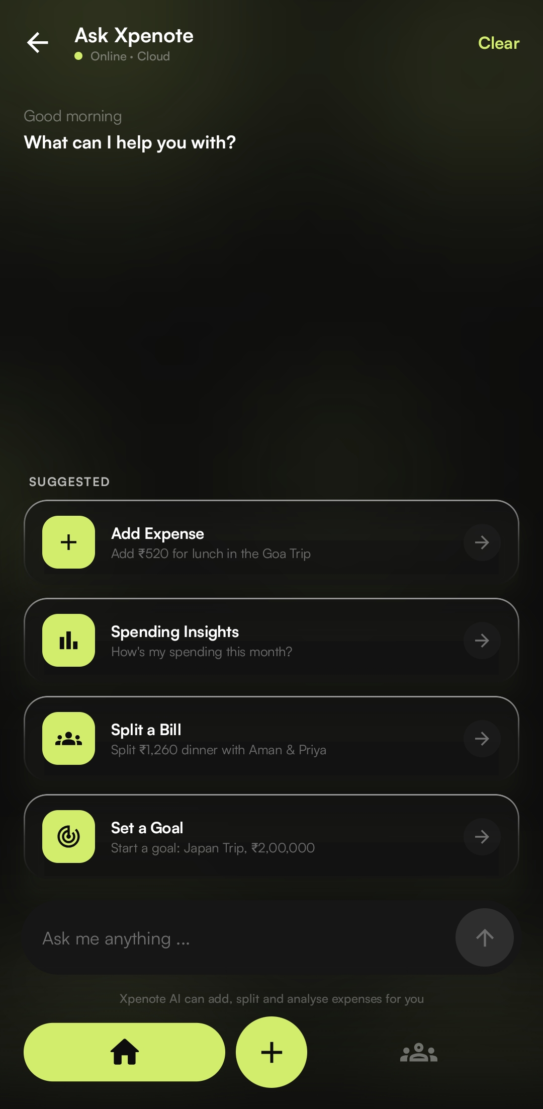 Ask Xpenote AI chat